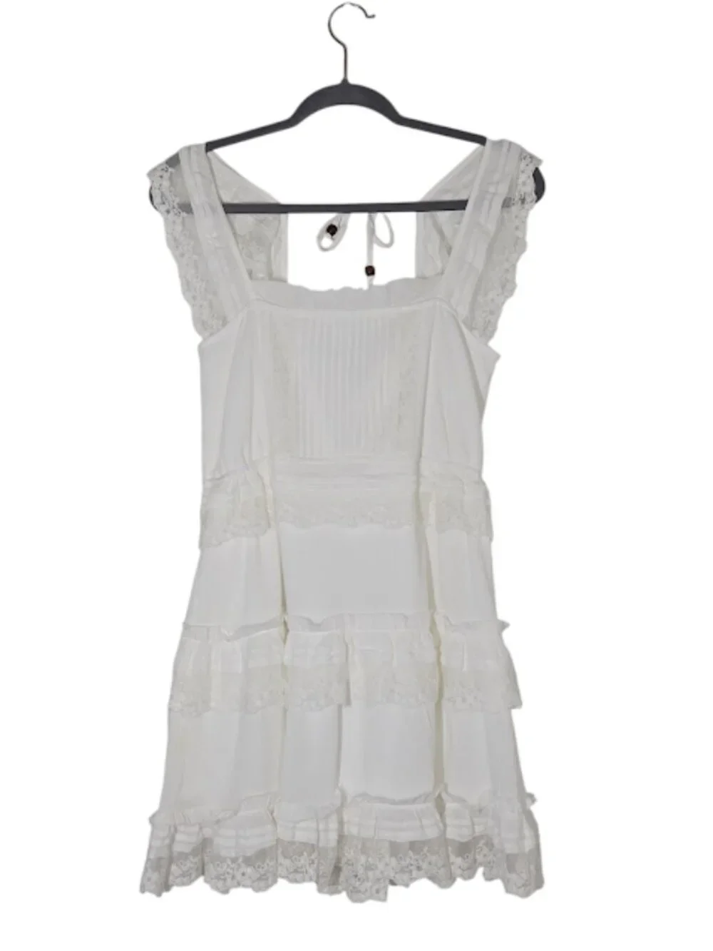 Altar'd State Daphne White Tiered Lace Mini Dress Size M NWOT - Picture 6 of 8